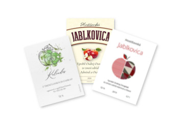 Etikety na jablkovicu a kalvados