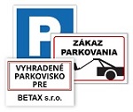 Parkovacie tabule a značky parkovisko