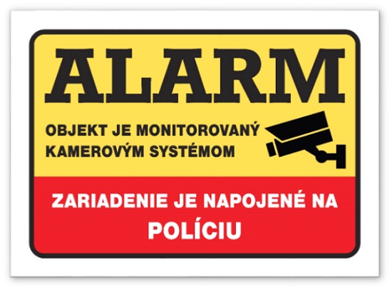 Tabuľka alarm napojený na políciu 14,8 x 10,5 cm (A6)