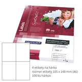 100 x plastové print etikety A6, polyetylénová samolepka, biela, matná