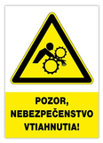 Nálepka pozor, nebezpečenstvo vtiahnutia! A5 100ks - veľkoobchod