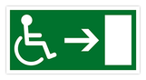 Tabuľka únikový východ vpravo, invalid, 200 x 100 mm, hrúbka 1 mm