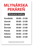 Tabuľa otváracie hodiny A4