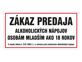 Tabuľka zákaz predaja alkoholických nápojov, plast hrúbka 1 mm