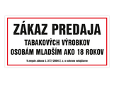 Nálepka zákaz predaja tabakových výrobkov 26 x 13 cm