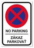 Tabuľa No Parking Zákaz parkovať A4, plast 3 mm