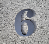 Číslo 6 na dom strieborné samolepiace