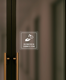 Nálepka dezinfekcia priehľadná pieskovaná 8 x 8 cm