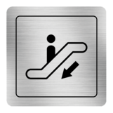Nálepka eskalátor smerujúci nadol strieborná štruktúrovaná 8 x 8 cm