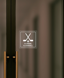 Nálepka florbal priehľadná pieskovaná 8 x 8 cm