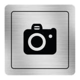 Nálepka fotografovanie povolené strieborná štruktúrovaná 8 x 8 cm