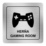 Nálepka herňa strieborná štruktúrovaná 8 x 8 cm