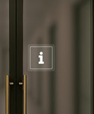 Nálepka informácie priehľadná pieskovaná 8 x 8 cm