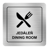 Nálepka jedáleň strieborná štruktúrovaná 8 x 8 cm