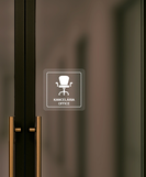 Nálepka kancelária priehľadná pieskovaná 8 x 8 cm