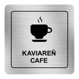 Nálepka kaviareň strieborná štruktúrovaná 8 x 8 cm