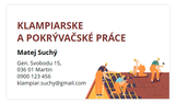 Vizitky klampiar, 200 ks balenie POKRÝVAČSKÉ prace 9 x 5 cm 