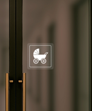 Nálepka kočikáreň priehľadná pieskovaná 8 x 8 cm