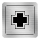 Nálepka lekárnička strieborná štruktúrovaná 8 x 8 cm