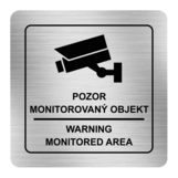 Nálepka monitorovaný objekt strieborná štruktúrovaná 8 x 8 cm