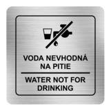 Nálepka voda nevhodná na pitie strieborná štruktúrovaná 8 x 8 cm