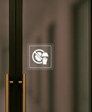 Nálepka zákaz vstupu bez ochranných pomôcok priehľadná pieskovaná 8 x 8 cm