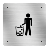 Nálepka odpadkový kôš strieborná štruktúrovaná 8 x 8 cm
