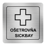Nálepka ošetrovňa strieborná štruktúrovaná 8 x 8 cm