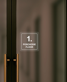 Nálepka poschodie priehľadná pieskovaná 8 x 8 cm