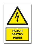  Samolepka pozor spätný prúd 100x70mm - 100ks veľkoobchod