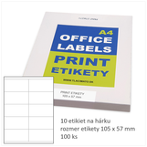 100 x Print etikety 105 x 57 mm, 10 etikiet na hárku A4