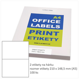 100 x Print etikety 210 x 148,5 mm, 2 etikety na hárku A4
