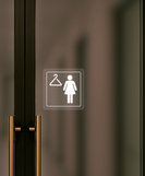 Nálepka šatňa ženy priehľadná pieskovaná 8 x 8 cm