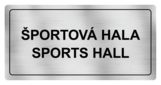 Nálepka športová hala strieborná štruktúrovaná 16 x 8 cm