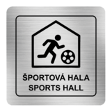 Nálepka športová hala strieborná štruktúrovaná 8 x 8 cm