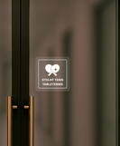 Nálepka stolný tenis priehľadná pieskovaná 8 x 8 cm