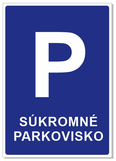 Tabuľa súkromné parkovisko A4 (21 x 29,7 cm), plast 3 mm