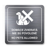 Tabuľka no pets strieborná antracitová 8 x 8 cm