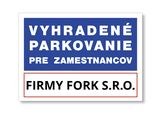 Tabuľa Vyhradené parkovanie pre zamestnancov A4