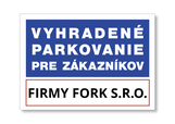 Tabuľa Vyhradené parkovanie pre zákazníkov, A4