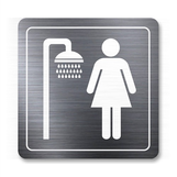 Tabuľka sprchy ženy strieborná antracitová 8 x 8 cm