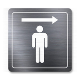 Tabuľka WC páni vpravo strieborná antracitová 8 x 8 cm