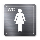 Tabuľka WC ženy strieborná antracitová 8 x 8 cm