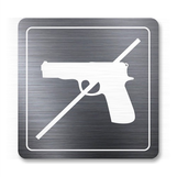 Tabuľka zákaz vstupu so zbraňou strieborná antracitová 8 x 8 cm
