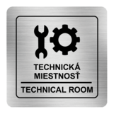 Nálepka technická miestnosť strieborná štruktúrovaná 8 x 8 cm