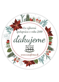 Vianočná nálepka poďakovanie za spoluprácu s logom kruh 10 x 10 cm