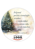 Vianočná nálepka s logom 100 ks kruh 10 x 10 cm , stromček