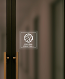 Nálepka volejbal priehľadná pieskovaná 8 x 8 cm