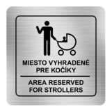 Nálepka miesto vyhradené pre kočíky strieborná štruktúrovaná 8 x 8 cm