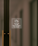 Nálepka vyzujte sa priehľadná pieskovaná 8 x 8 cm